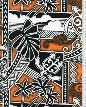 Polynesian Fabric HIRO Orange - Tissushop